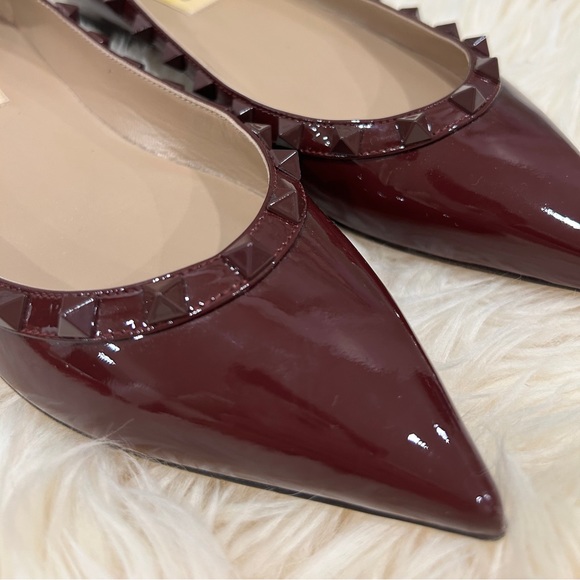 Authentic Valentino Garavani size 37.5(7) Rockstud Tonal Patent Ballerina Flat - Picture 4 of 11